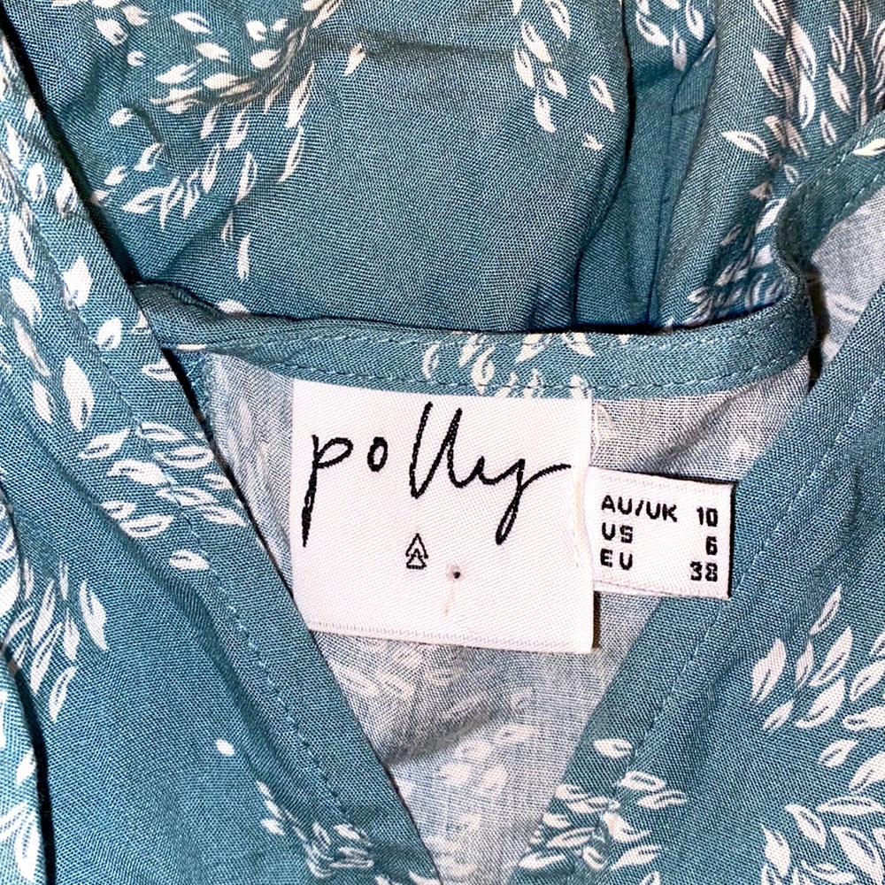 Princess Polly Mint Floral Leaf Flare Sleeve Ruffle Playsuit Jumper Romper - Picture 6 of 7